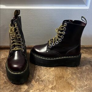Dr. Martens Dark Red Platform Combat Boots
